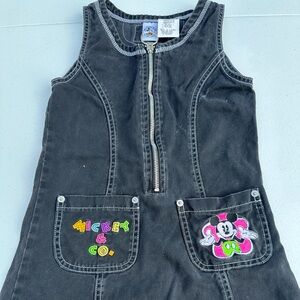 Mickey Disney Kids Black Denim Overall Dress S (7/8)